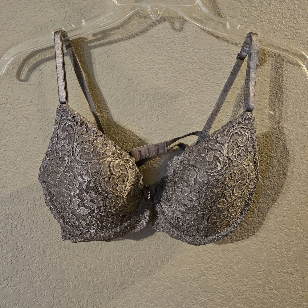 Smart & Sexy Dark Gray Signature Lace Push-Up Underwire Bra 36C NWOT #85046
